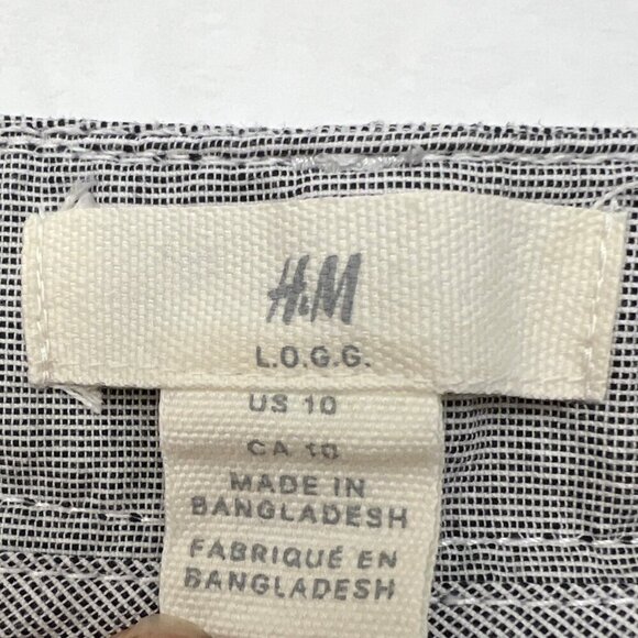 L.O.G.G. H &M Women Chino Pants Blue/White fine striped Straight Leg Size 12 - Picture 2 of 10